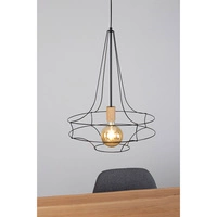 Casa Rina Pendant Lamp 1xE27 Max.60W Oiled Oak/Black Metal/Black PVC Cable 179419104