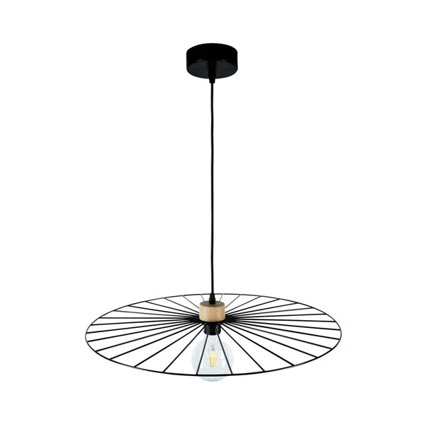 Antonella Pendant Lamp 1xE27 Max.60W Oiled Oak/Black Metal/Black Fabric Cable