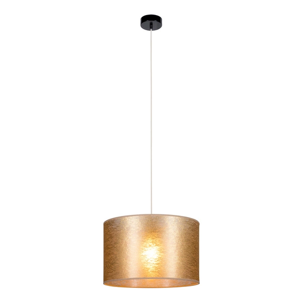 Nevoa Pendant Lamp 1xE27 Max.60W Black Metal/Transparent PVC Cable/Gold Fabric Shade 154940104