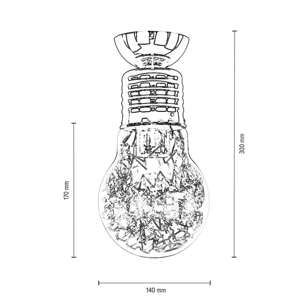 Bulb Ceiling Lamp 1xE27 Max.60W Copper Metal/Transparent Glass 2820113