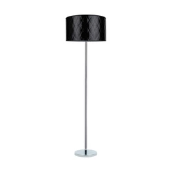 Lampa podłogowa Maxima 1xE27 Max.60W Chromowany metal/Przezroczysty kabel PVC/Abażur z czarnej tkaniny 6592028