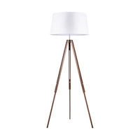 Tripod Floor Lamp 1xE27 Max.60W Walnut Beech Wood/Transparent PVC Cable/White Fabric Shade 6021076