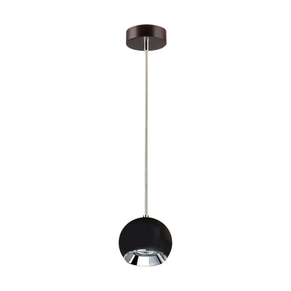 Ball Wood Pendant Lamp Incl. 1xLED GU10 5W Walnut Beech Wood/Black Metal