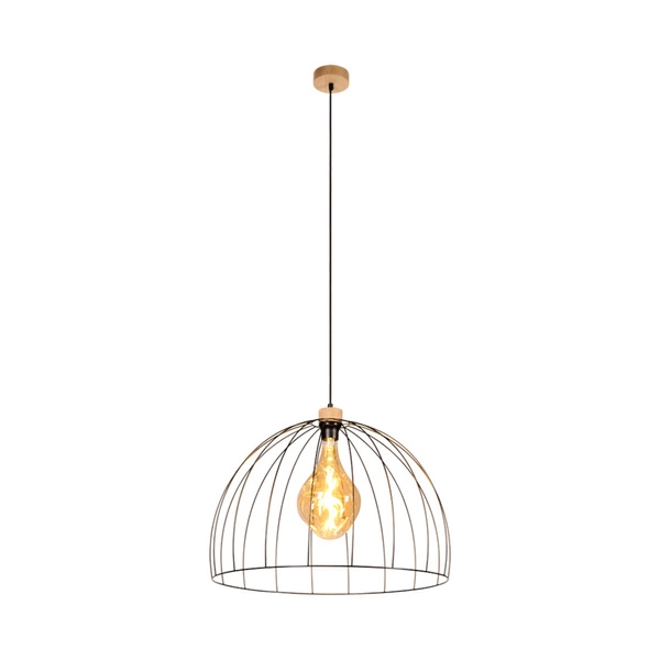 Coop Pendant Lamp 1xE27 Max.60W Oiled Oak/Black Metal/Black PVC Cable 1883974