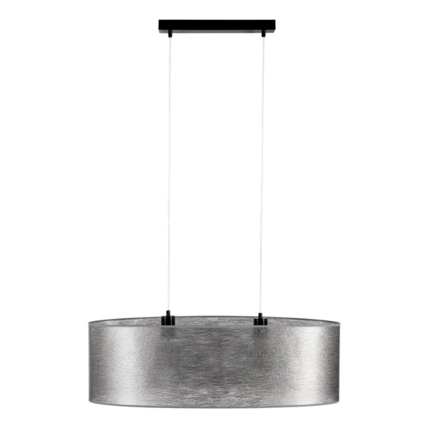Nevoa Pendant Lamp 2xE27 Max.40W Black Metal/Transparent PVC Cable/Silver Fabric Shade 17930204