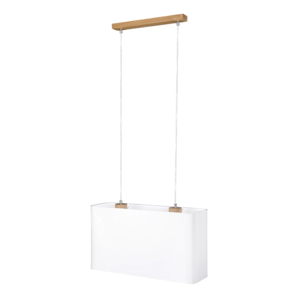 Cadre Pendant Lamp 2xE27 Max.40W Oiled Oak/Transparent PVC Cable/White Fabric Shade 872010274