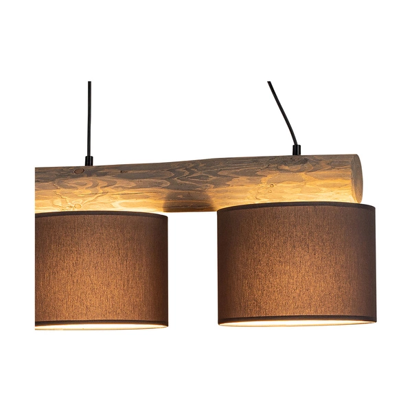 Pino Mix Pendant Lamp 3xE27 Max.40W Stained Pine Gray/Black Metal/Black PVC Cable/Anthracite Fabric Shade 6760489404