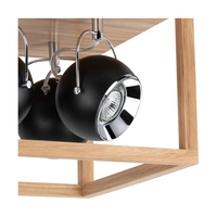 Roy Ceiling Lamp Incl.4xLED GU10 5W Oiled Oak/Black Metal 5224474