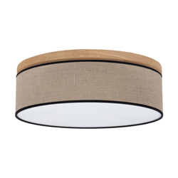 Negro Ceiling Lamp Incl. 1xLED Integrated 1650lm 2700K 18W Stained Pine Brown/Natural Linen with black ribbon