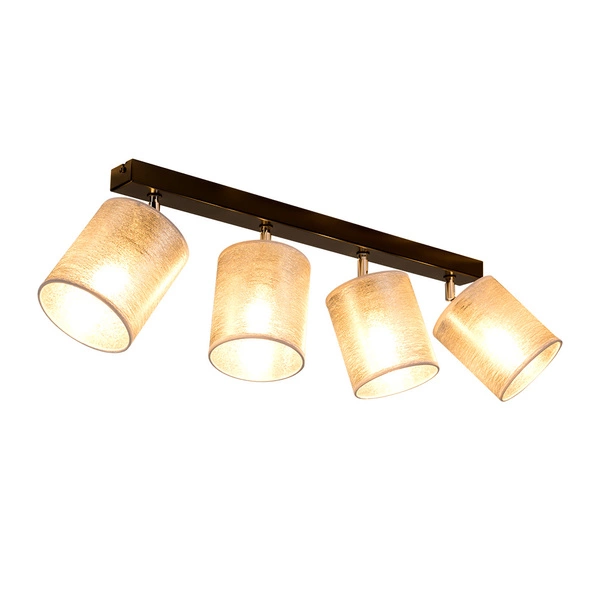 Nevoa Ceiling Lamp 4xE27 Max.25W Black Metal/Chrome Metal/Silver Fabric Shade 56794404