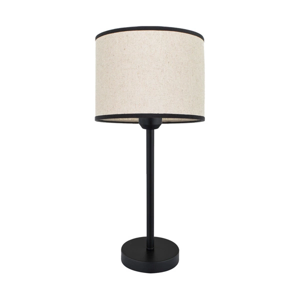 Amor Table Lamp 1xE27 Max.40W Black Metal/Black PVC Cable/Bright Linen with black ribbon Shade 7010408511664