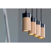 Annick Pendant Lamp Incl. 4xLED GU10 5W Oiled Oak/Black Metal/Black Silicone Braid Cable 1419404