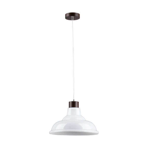 Lampa Wisząca Avino 1xE27 Max.60W Drewno Bukowe Orzech/Przezroczysty Kabel PCV/Szkło Białe 9874076