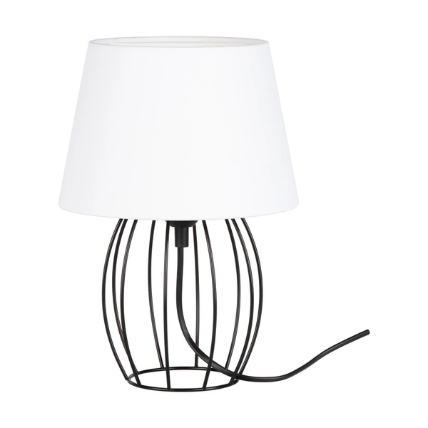 Merano Table Lamp 1xE27 Max.25W Black Metal/Black PVC Cable/White Fabric Shade 7566104