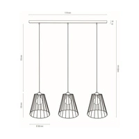 Swan Pendant Lamp 3xE27 Max.60W Oiled Oak/Black Metal/Black PVC Cable 19319304