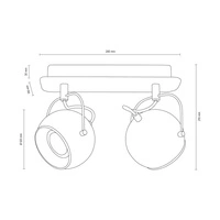 Ball Concrete Ceiling Lamp Incl. 2xLED GU10 5W Gray Concrete/Satin Metal 5131236