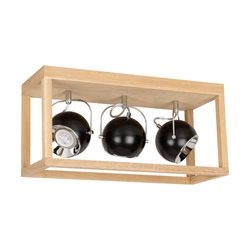 Roy Ceiling Lamp Incl.3xLED GU10 5W Oiled Oak/Black Metal 5224374