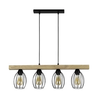 Lampa Wisząca Carlo 4xE27 Max.60W Dąb Olejowany/Czarny Metal/Czarny Kabel PCV 14919404