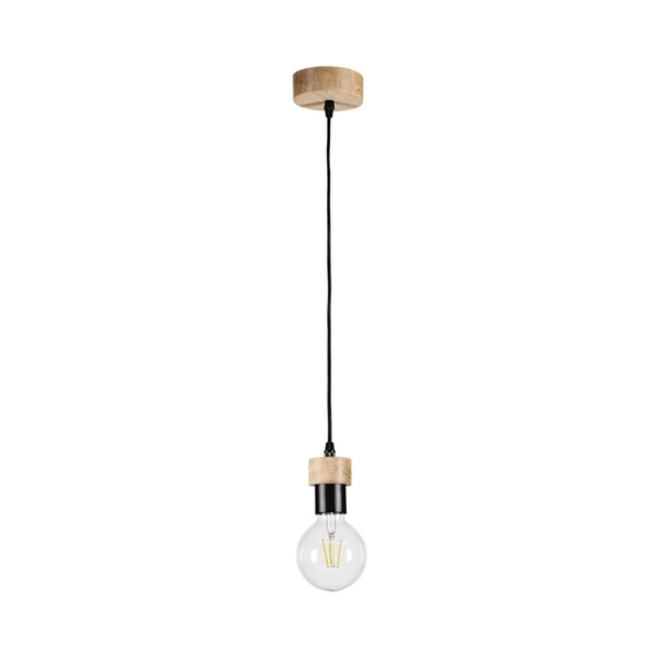 Clarte Wood Pendant Lamp 1xE27 Max.60W Oiled Oak/Black Metal/Black Fabric Cable