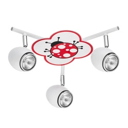 Fly Ceiling Lamp 3xGU10 Max.50W White Metal/Chrome Metal/Multicolor Synthetic Material with Ladybug Pattern 2109302