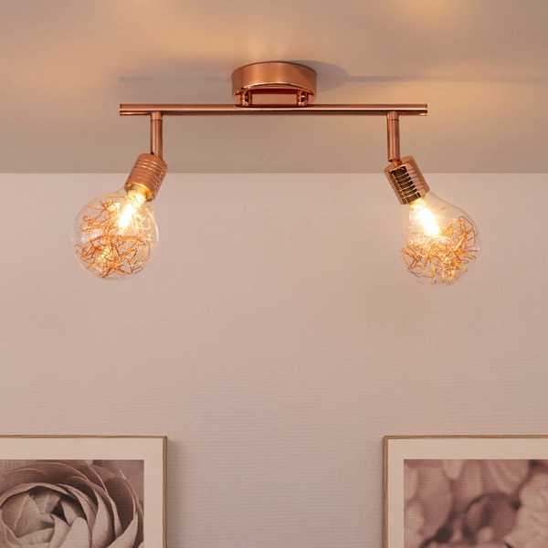 Lampa BULBS listwa sufitowa 2pkt żarówki miedziano - szklane 2507213