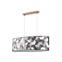 Espacio Pendant Lamp 2xE27 Max.40W Oiled Oak/Transparent PVC Cable/Multicolor Wallpaper 17480274