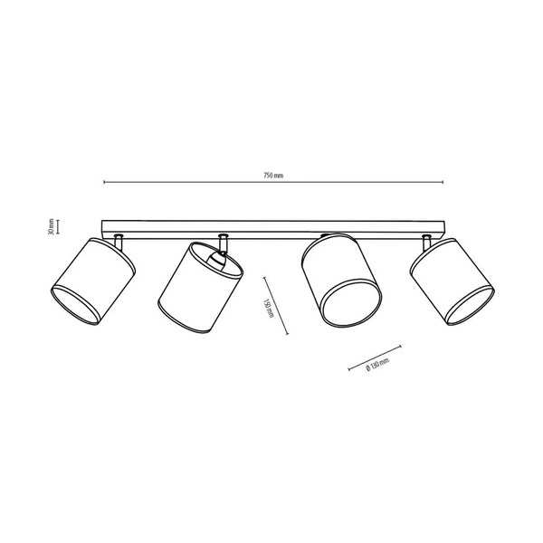 Aprillia Ceiling Lamp 4xE27 Max.25W Oiled Oak/White 56744474