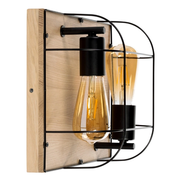 Netuno Wall/Ceiling Lamp 2xE27 Max.15W LED Oiled Oak/Black Metal 92042274