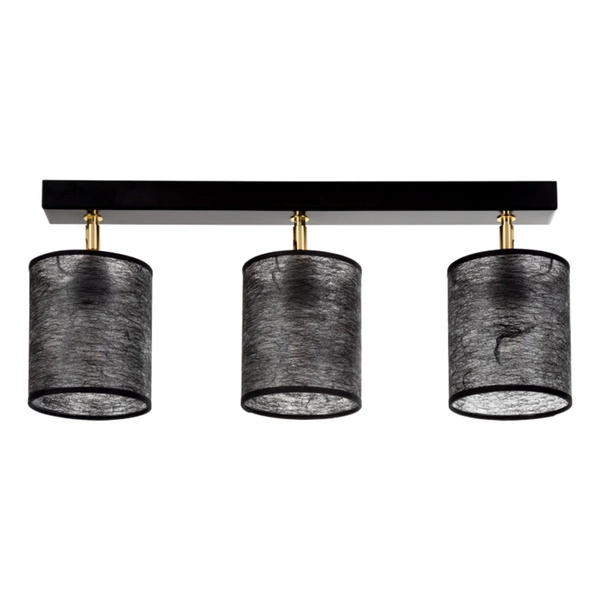 Nevoa Ceiling Lamp 3xE27 Max.25W Black Metal/Gold Metal/Black Fabric Shade 56392304