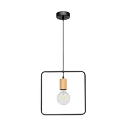 Carsten Wood Pendant Lamp 1xE27 Max.60W Oiled Oak/Black Metal/Black Fabric Cable