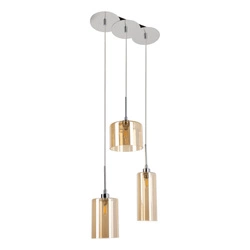 Eurybia Pendant Lamp Incl. 3xG9 Max.28W Chrome Metal/Champagne Glass/Transparent PVC Cable 1360328