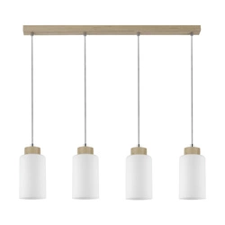 Bosco Pendant Lamp 4xE27 Max.60W Birch Wood/White Glass/Transparent PVC Cable 1720460