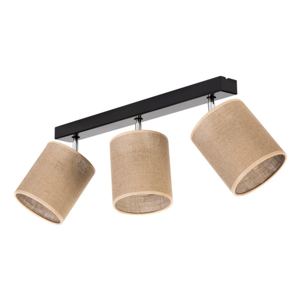 Jute Ceiling Lamp 3xE27 Max.25W Black/Beige 56792304