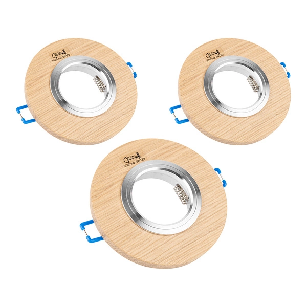 Vitar Wood Round Set of Downlights 3xGU10 Max.6W LED Oiled Oak 2011374