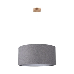 Asseto Pendant Lamp 1xE27 Max.60W Oiled Oak/Anthracite Fabric Cable/Gray Fabric Shade 3572174