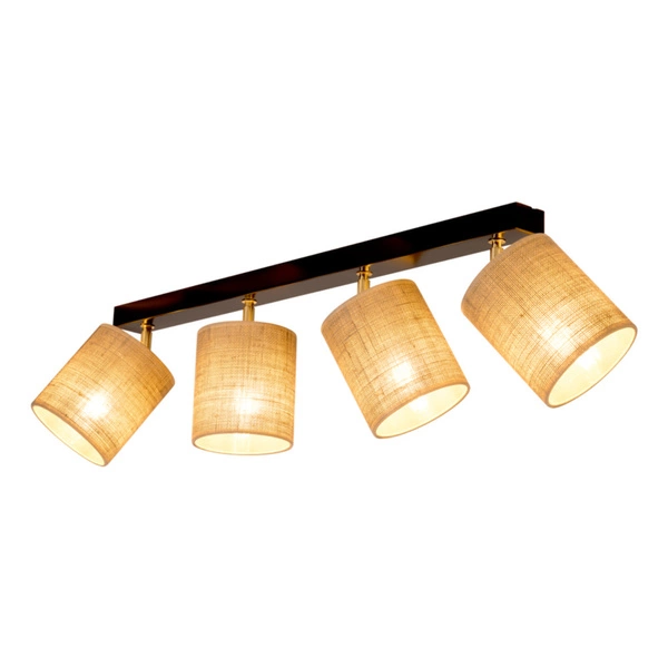 Jute Ceiling Lamp 4xE27 Max.25W Black/Beige 56793404