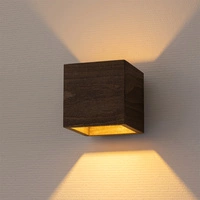 Block Wood Wall Lamp 1xG9 Max.6W Stained Pine on Walnut/Black Metal 20256104