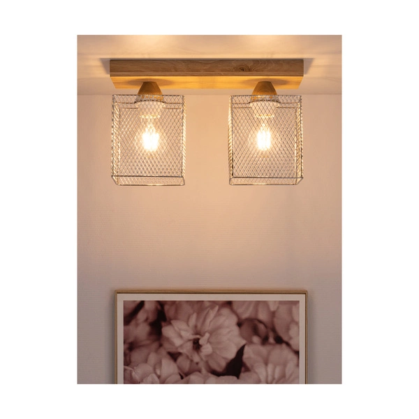 Lampa sufitowa Norman Wood 2xE27 Max.25W Dąb olejowany/Chromowany metal 8175274