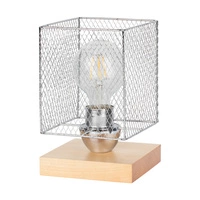 Norman Wood Table Lamp 1xE27 Max.25W Birch Wood/Chrome Metal/Transparent PVC Cable 9175960