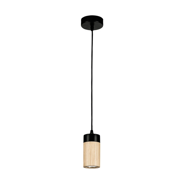 Lampa wisząca Annick w zestawie Kabel 1xLED GU10 5W Dąb olejowany/Czarny metal/Czarny silikonowy oplot 1419104