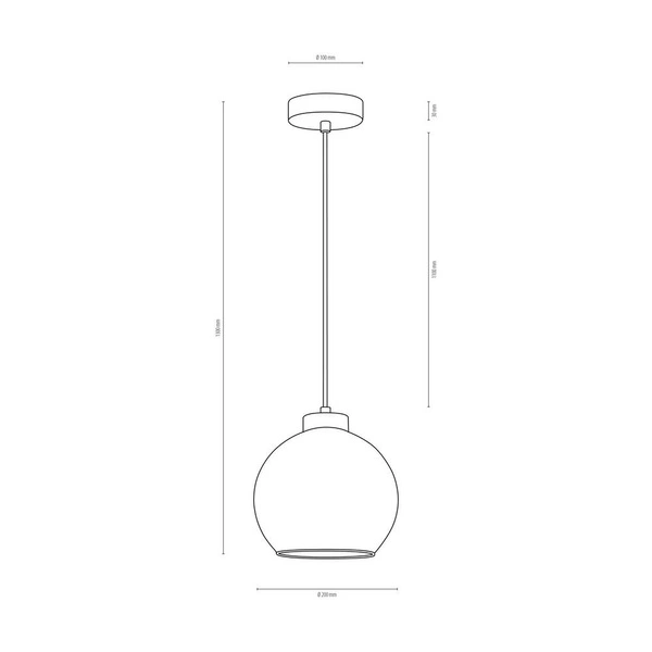 Canberra Pendant Lamp 1xE27 Max.60W Black Metal/Transparent PVC Cable/Smoked Glass 5500054