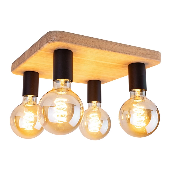 Tamea Ceiling Lamp 4xE27 Max.60W Oiled Oak/Black Metal 2037419800000
