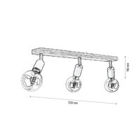 Tamea Ceiling Lamp 3xE27 Max.60W Oiled Oak/Black Metal 2037319800000