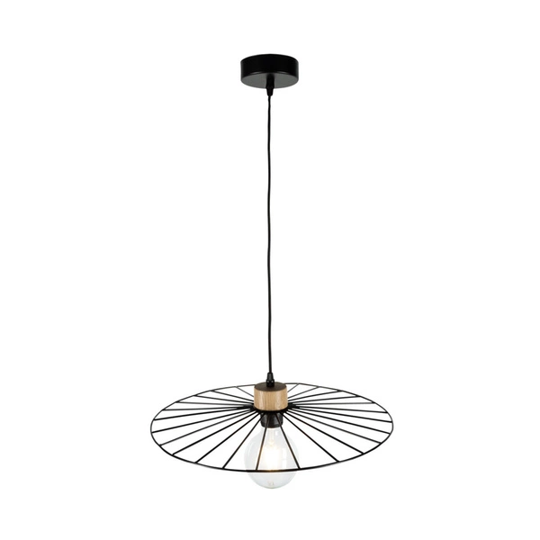 Lampa wisząca Antonella 1xE27 Max.60W Dąb olejowany/Czarny metal/Czarny kabel z tkaniny 189219104