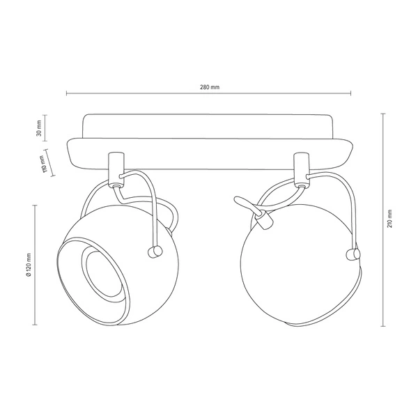Ball Lampa Sufitowa Incl.2xLED GU10 5W Biały/Chrom 5109282