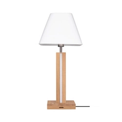 Quad Table Lamp 1xE27 Max.25W 2xLED 24V Integrated 980lm 3000K 10,5W Oiled Oak/Anthracite Fabric Cable/White Fabric Shade with Touch Dimmer 7451174