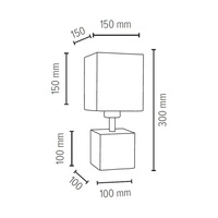 Strong Square Table Lamp 1xE27 Max.25W Gray Concrete/Black PVC Cable/White Fabric Shade 6191936