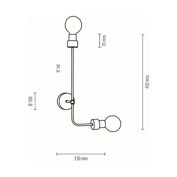 Montix Wall Lamp 2xE27 Max.40W Oiled Oak/Black Metal 9244274
