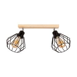 Vento Ceiling Lamp 2xE27 Max.60W Oiled Oak/Black Metal 63804274