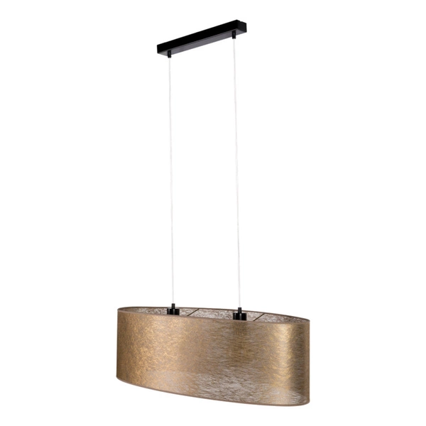 Nevoa Pendant Lamp 2xE27 Max.40W Black Metal/Transparent PVC Cable/Gold Fabric Shade 17940204